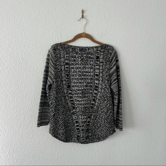 Kim Rogers Black Heather Sweater Lightweight ¾ Sleeves Size Small Grayscale - Picture 1 of 6